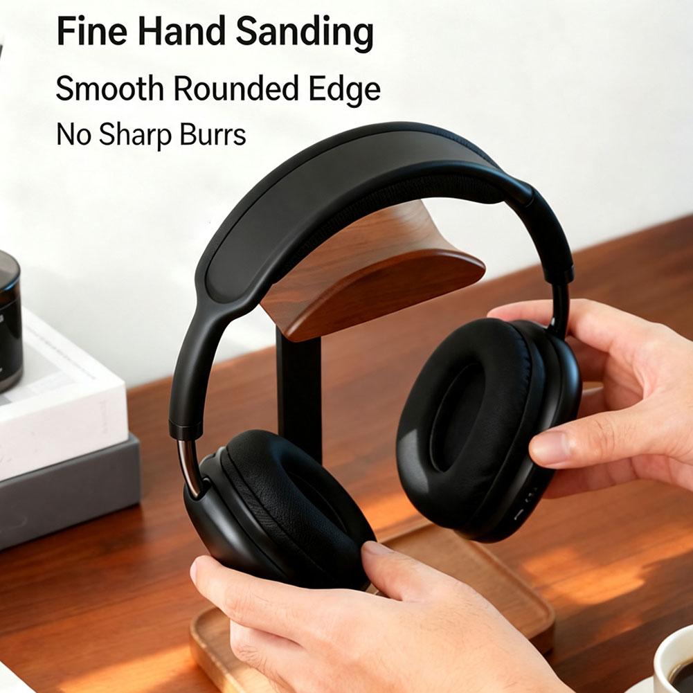 Headset Stand - Walnut Headphone Stand Stores Desktop Items