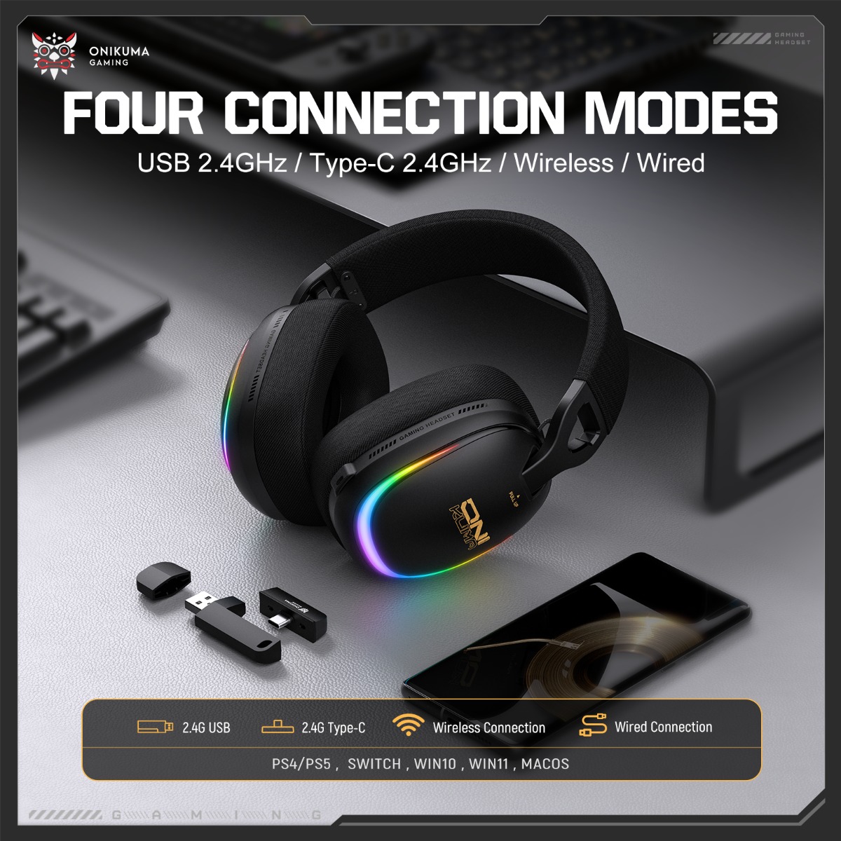 ONIKUMA GT805 Gaming Headset W - Pc Gaming Apple ulasan dan harga