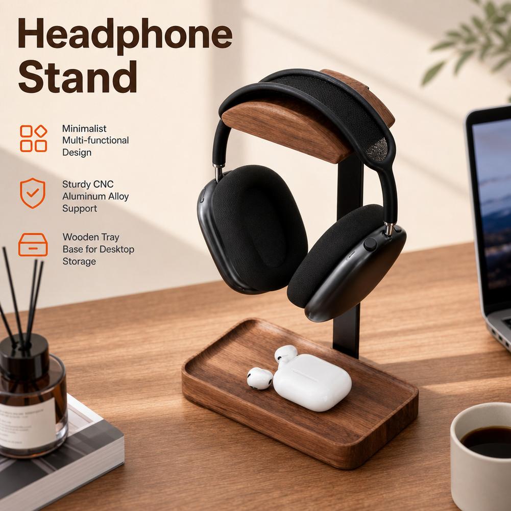 Walnut Headphone Stand Stores  - Headset Stand ulasan dan harga