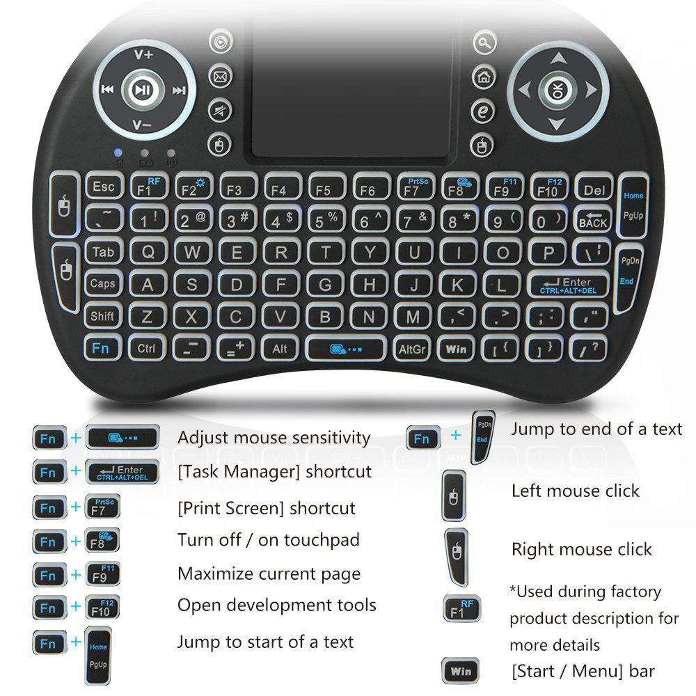 Backlit Mini Wireless Keyboard - Pc Gaming On Tv ulasan dan harga